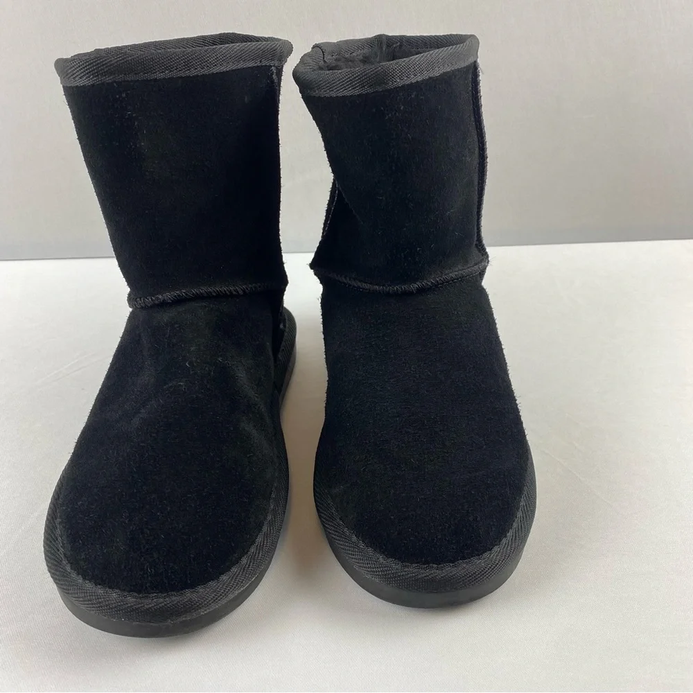Koolaburra by Ugg Black Suede Koola Short Women's Size 5 Winter Boots w Faux Fur